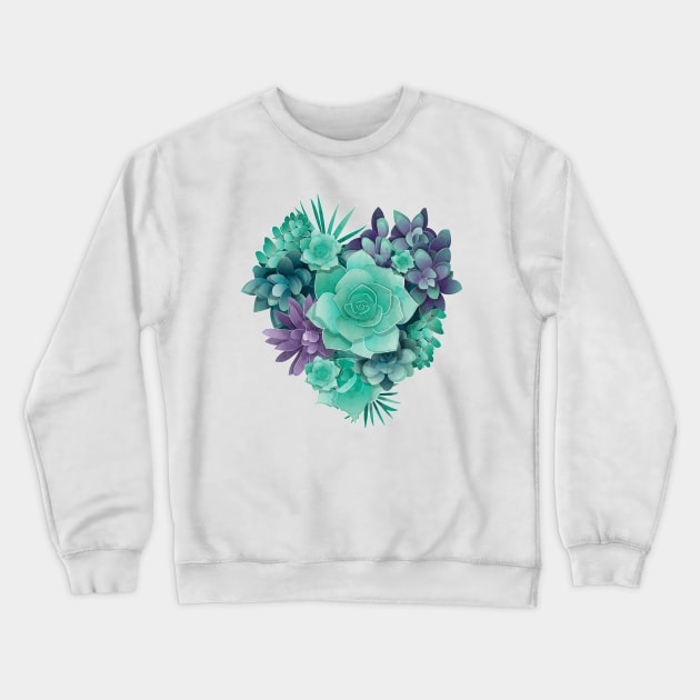 Succulent Love I // heart Crewneck Sweatshirt by SelmaCardoso